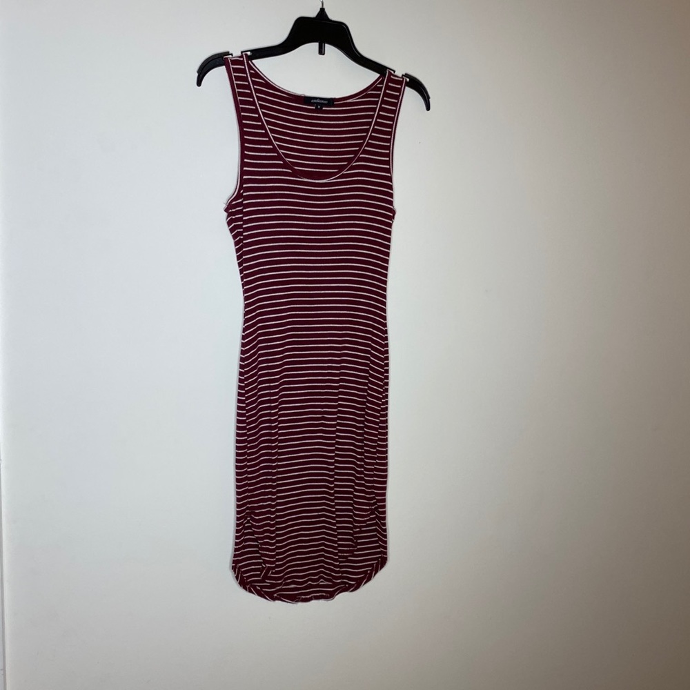 Burgundy Striped Sweater Tank Dress